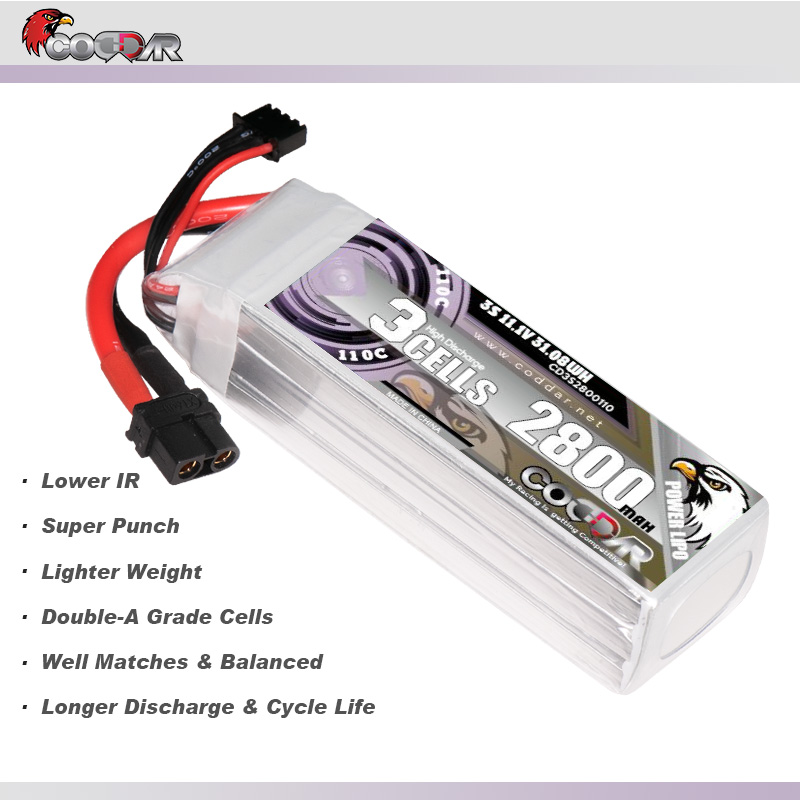 CODDAR 3S 2800MAH 11.1V 110C Soft Pack RC Lipo Battery