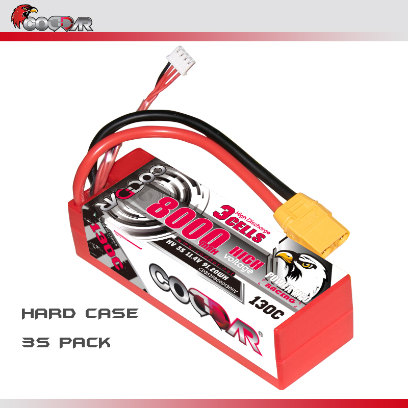 CODDAR 3S 8000MAH 11.4V 130C Cabled XT90 HARD CASE LiHV RC LiPo Battery