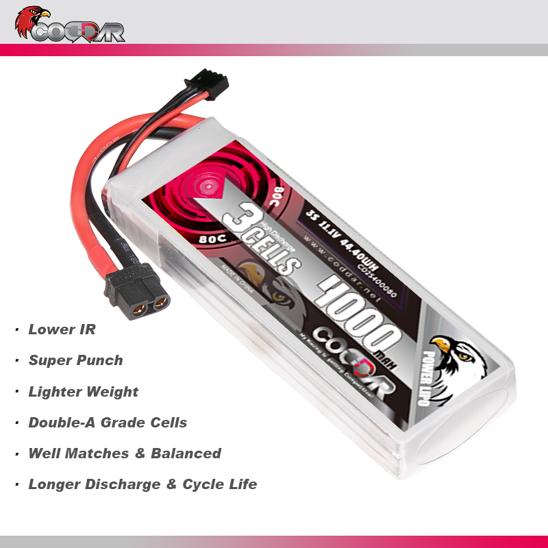 CODDAR 3S 4000MAH 11.1V 80C Soft Pack RC Lipo Battery