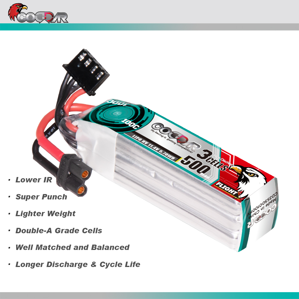 CODDAR 3S 500MAH 11.4V 100C XT30 LiHV RC LiPo Battery