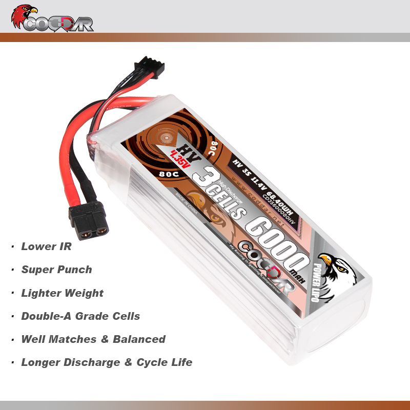CODDAR 3S 6000MAH 11.4V 80C Soft Pack LiHV RC Lipo Battery