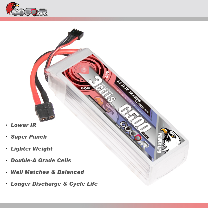 CODDAR 3S 6500MAH 11.1V 60C Soft Pack RC Lipo Battery