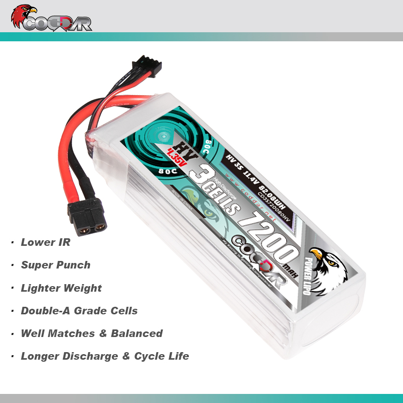 CODDAR 3S 7200MAH 11.4V 80C Soft Pack LiHV RC Lipo Battery