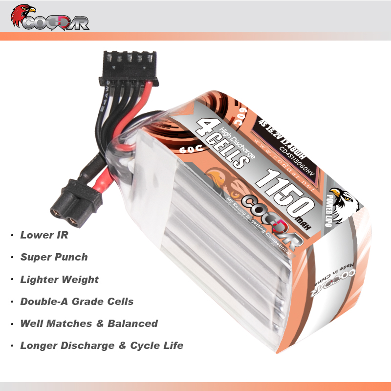 CODDAR 4S 1150MAH 15.2V 60C XT30 LiHV RC LiPo Battery