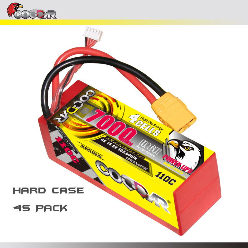 CODDAR 4S 7000MAH 14.8V 110C Cabled XT90 HARD CASE RC LiPo Battery