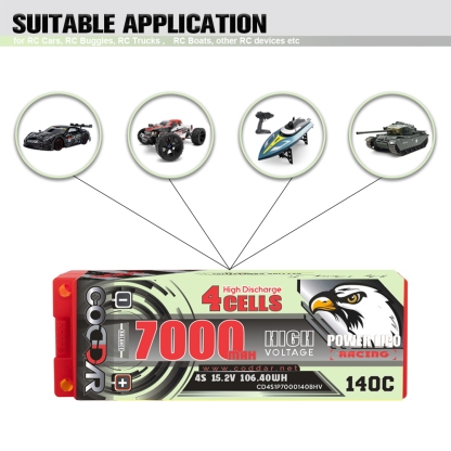 CODDAR 4S 7000MAH 15.2V 140C 5mm Bullet HARD CASE LiHV RC LiPo Battery