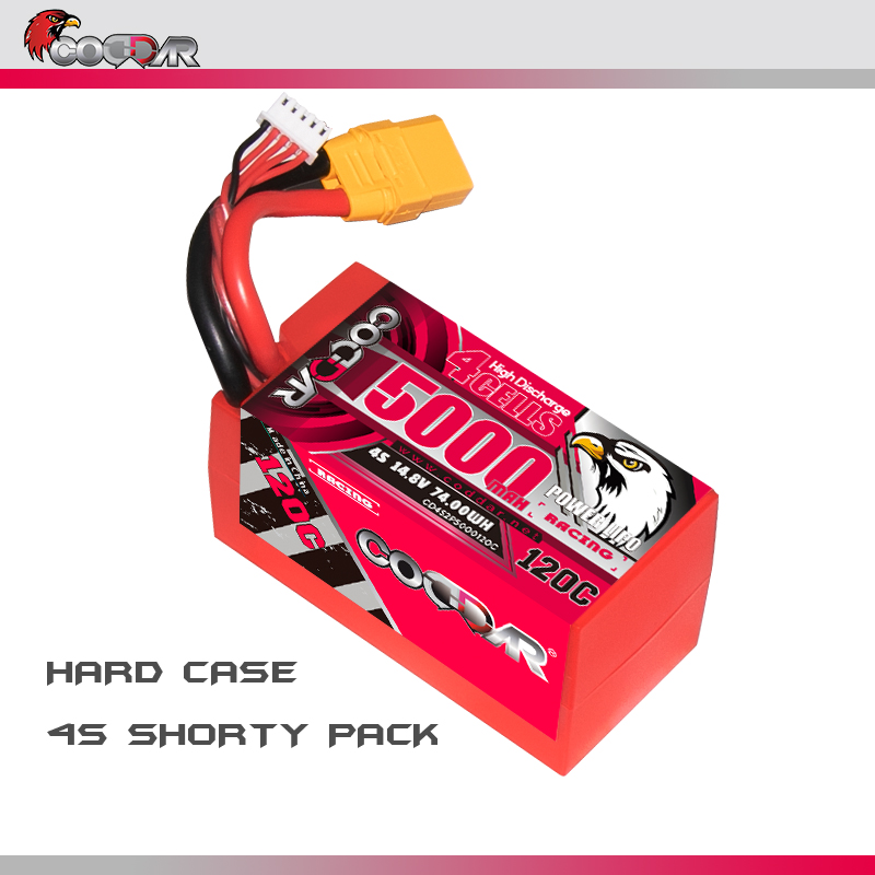 CODDAR 4S 5000MAH 14.8V 120C Cabled XT90 HARD CASE RC LiPo Battery Shorty Pack
