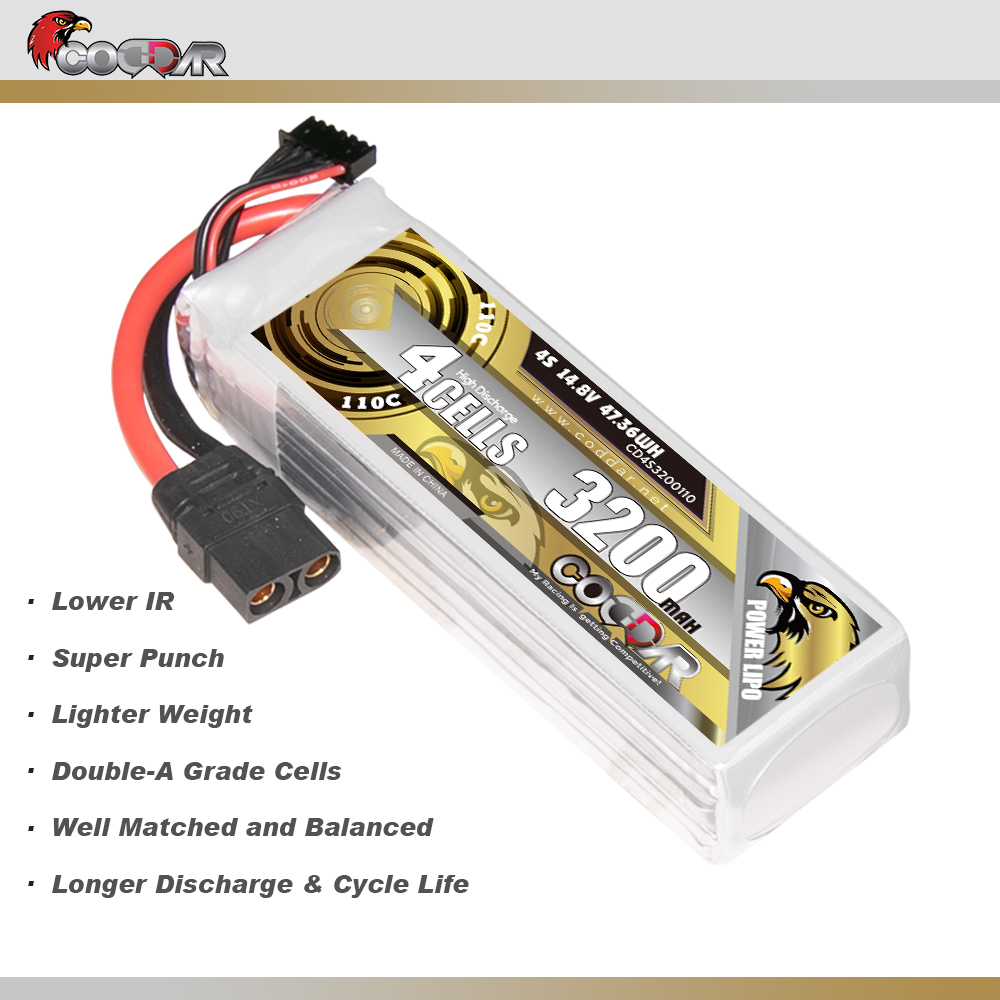 CODDAR 4S 3200MAH 14.8V 110C Soft Pack RC Lipo Battery