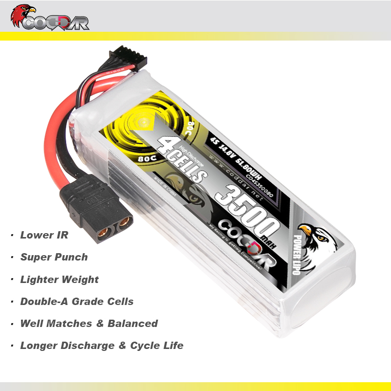 CODDAR 4S 3500MAH 14.8V 80C Soft Pack RC Lipo Battery