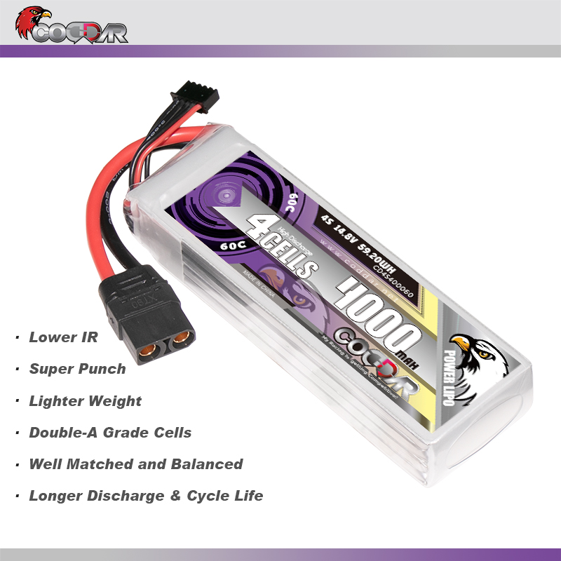 CODDAR 4S 4000MAH 14.8V 60C Soft Pack RC Lipo Battery