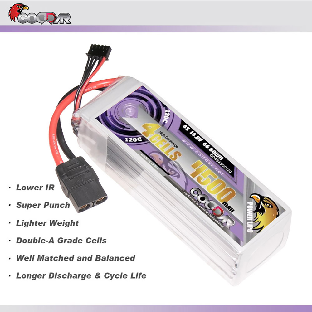CODDAR 4S 4500MAH 14.8V 120C Soft Pack RC Lipo Battery