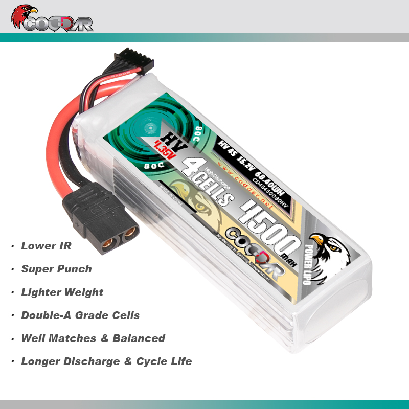 CODDAR 4S 4500MAH 15.2V 80C Soft Pack LiHV RC Lipo Battery