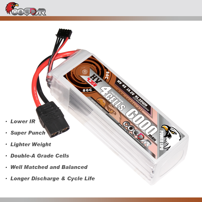 CODDAR 4S 6000MAH 15.2V 80C Soft Pack LiHV RC Lipo Battery