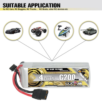 CODDAR 4S 6200MAH 14.8V 110C XT90 Soft Pack RC Lipo Battery