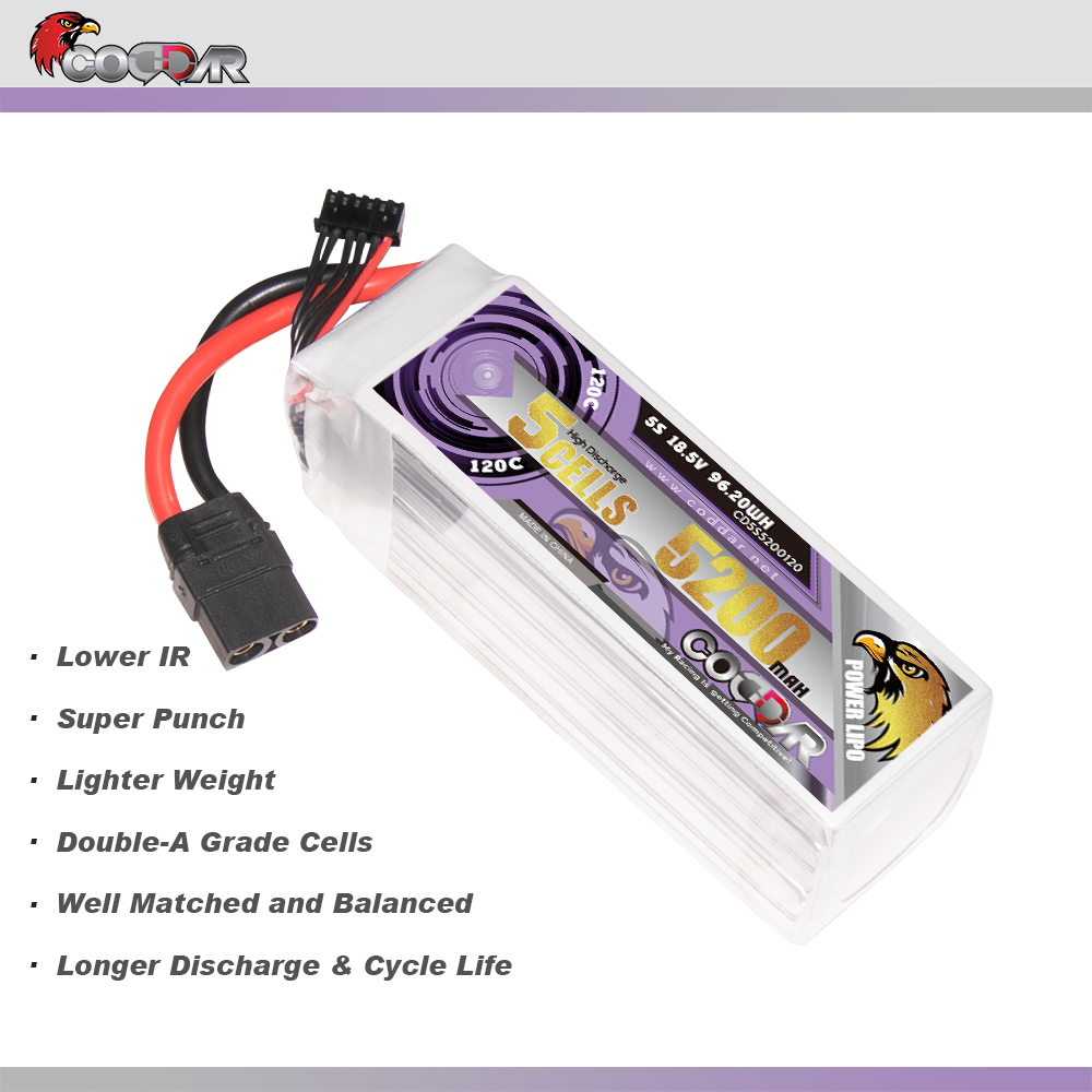 CODDAR 5S 5200MAH 18.5V 120C Soft Pack RC Lipo Battery