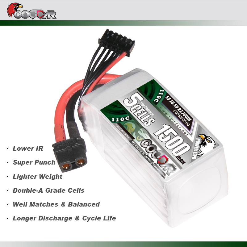 CODDAR 5S 1500MAH 18.5V 110C XT60 Soft Pack RC Lipo Battery