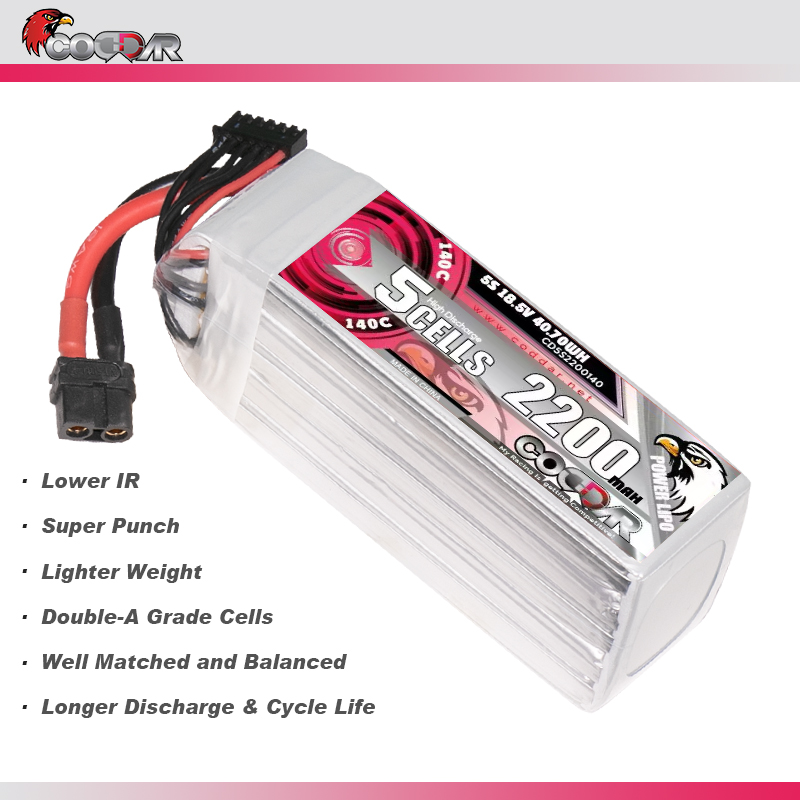 CODDAR 5S 2200MAH 18.5V 140C Soft Pack RC Lipo Battery