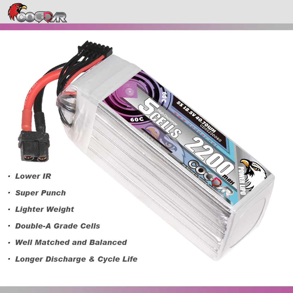 CODDAR 5S 2200MAH 18.5V 60C Soft Pack RC Lipo Battery