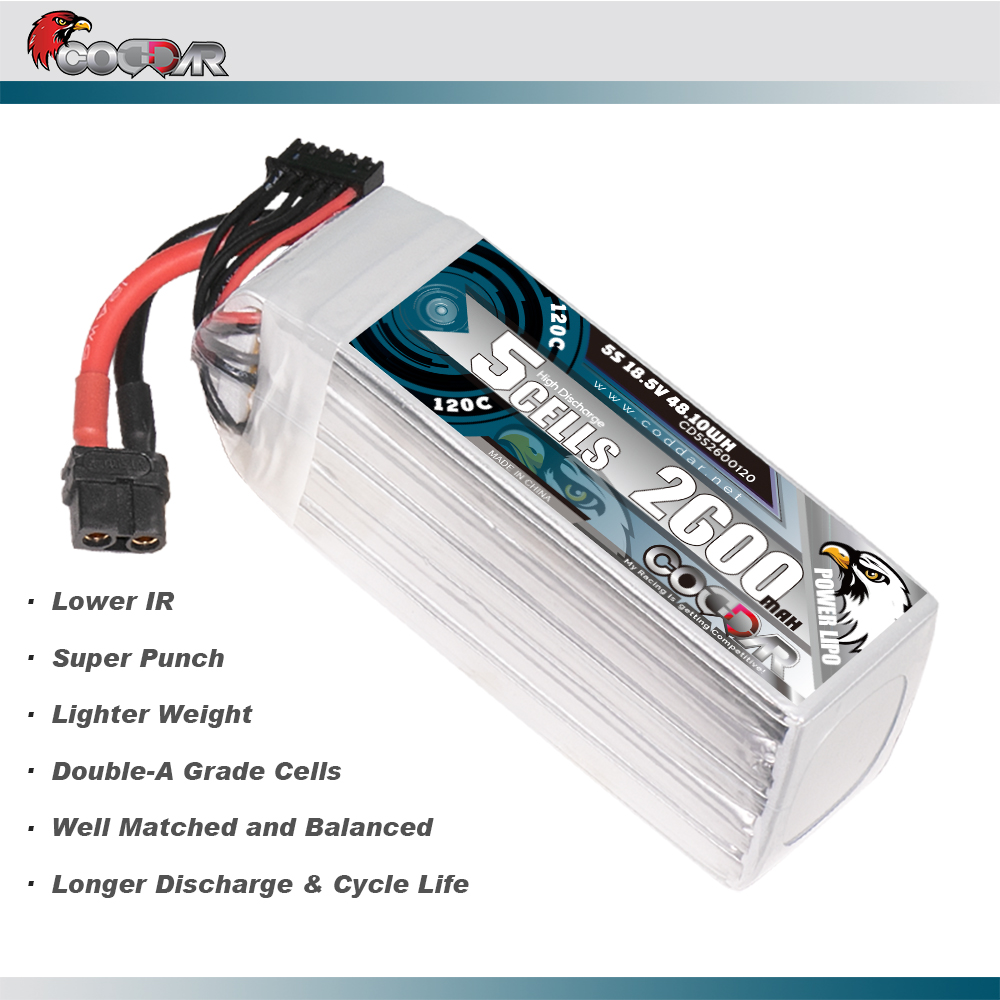 CODDAR 5S 2600MAH 18.5V 120C Soft Pack RC Lipo Battery