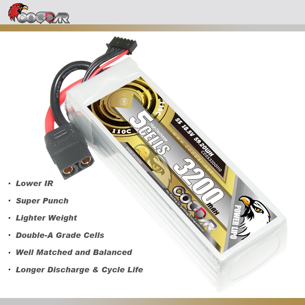 CODDAR 5S 3200MAH 18.5V 110C Soft Pack RC Lipo Battery