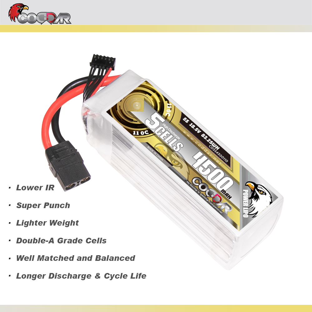 CODDAR 5S 4500MAH 18.5V 110C Soft Pack RC Lipo Battery