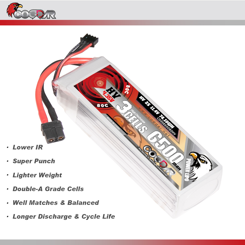 CODDAR 3S 6500MAH 11.4V 80C Soft Pack LiHV RC Lipo Battery