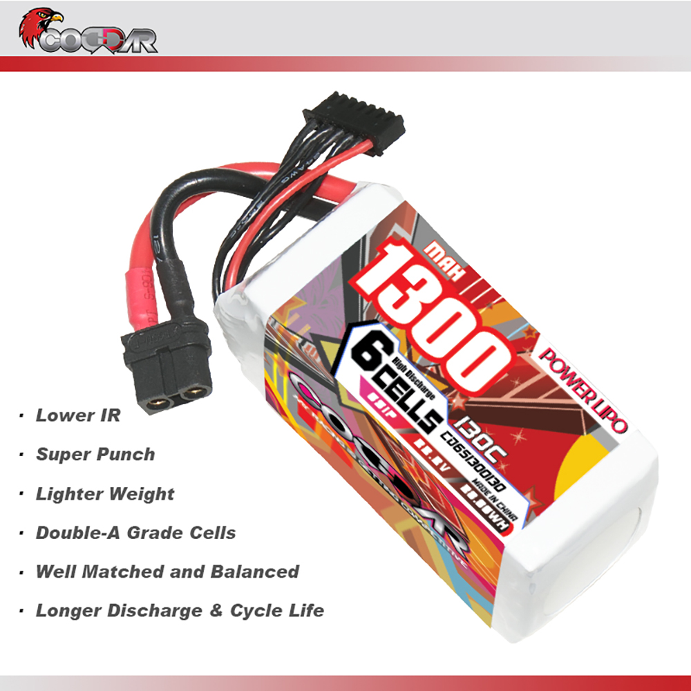 CODDAR 6S 1300MAH 22.2V 130C Soft Pack RC Lipo Battery