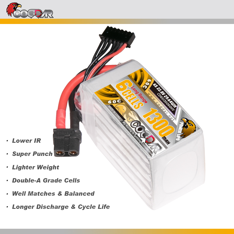 CODDAR 6S 1300MAH 22.8V 60C LiHV Soft Pack RC Lipo Battery