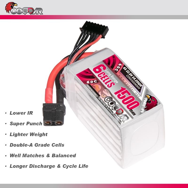 CODDAR 6S 1500MAH 22.8V 60C LiHV Soft Pack RC Lipo Battery