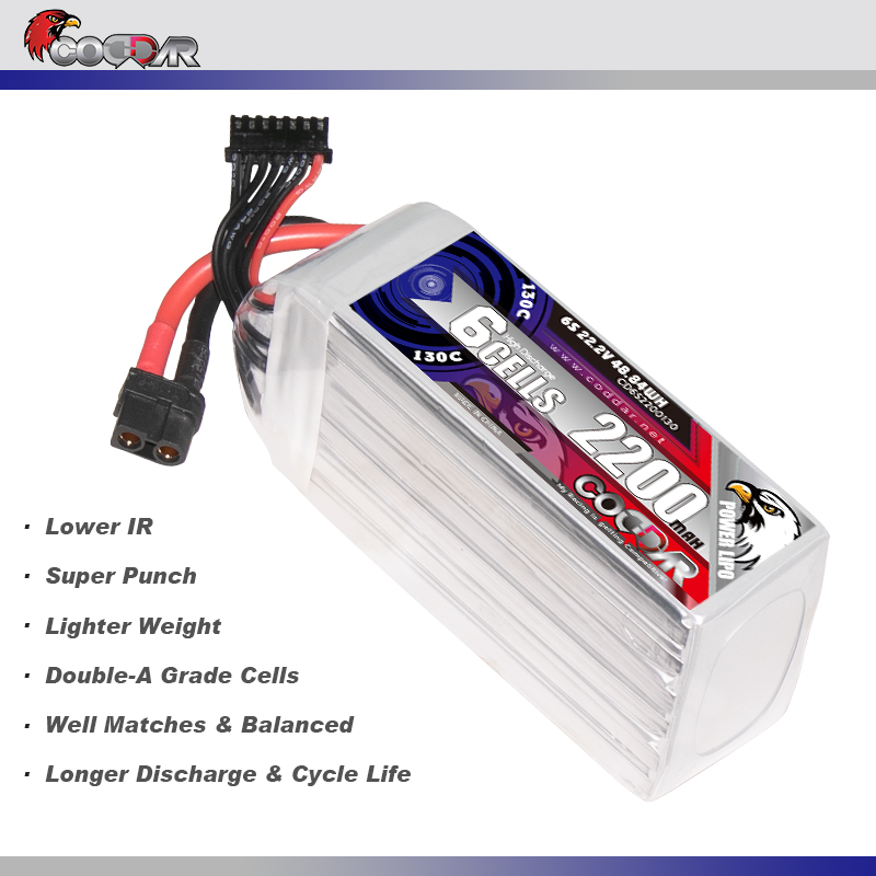 CODDAR 6S 2200MAH 22.2V 130C Soft Pack RC Lipo Battery