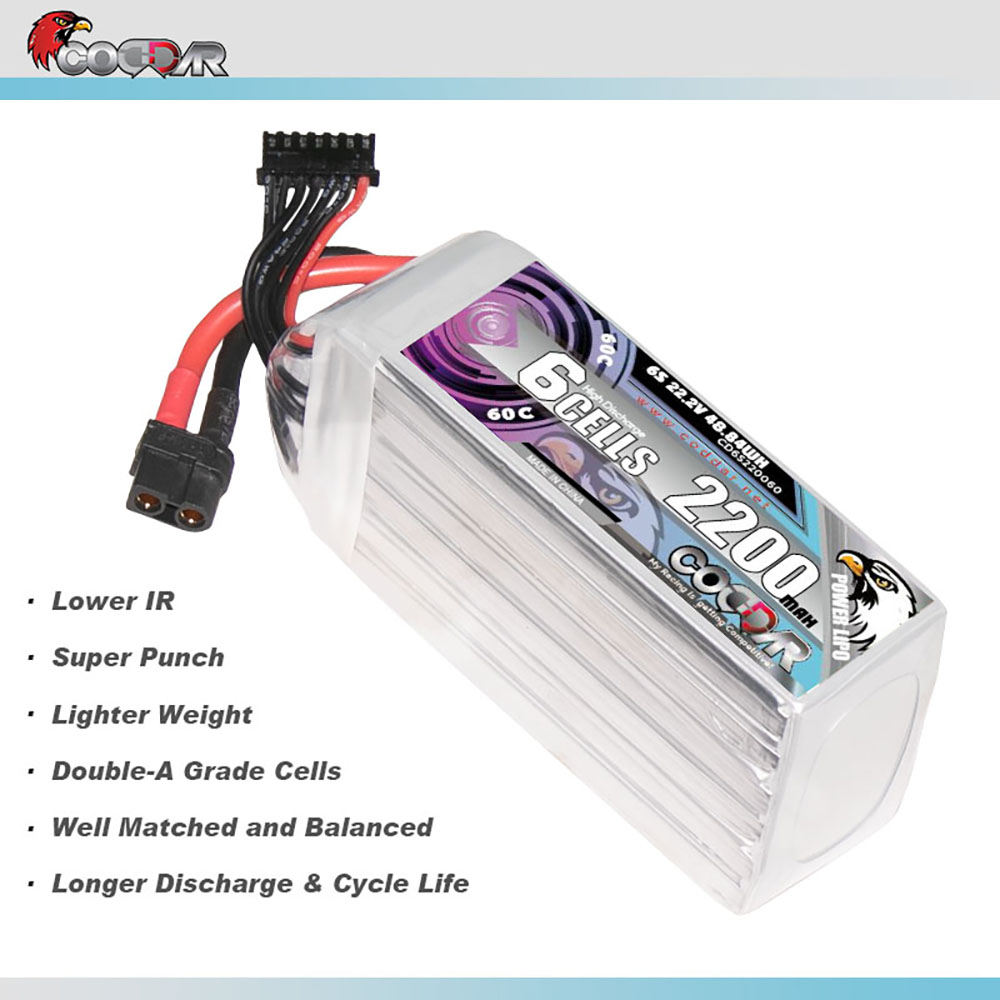 CODDAR 6S 2200MAH 22.2V 60C Soft Pack RC Lipo Battery