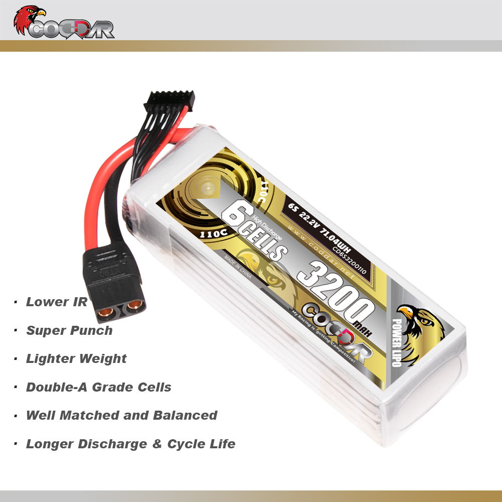 CODDAR 6S 3200MAH 22.2V 110C Soft Pack RC Lipo Battery
