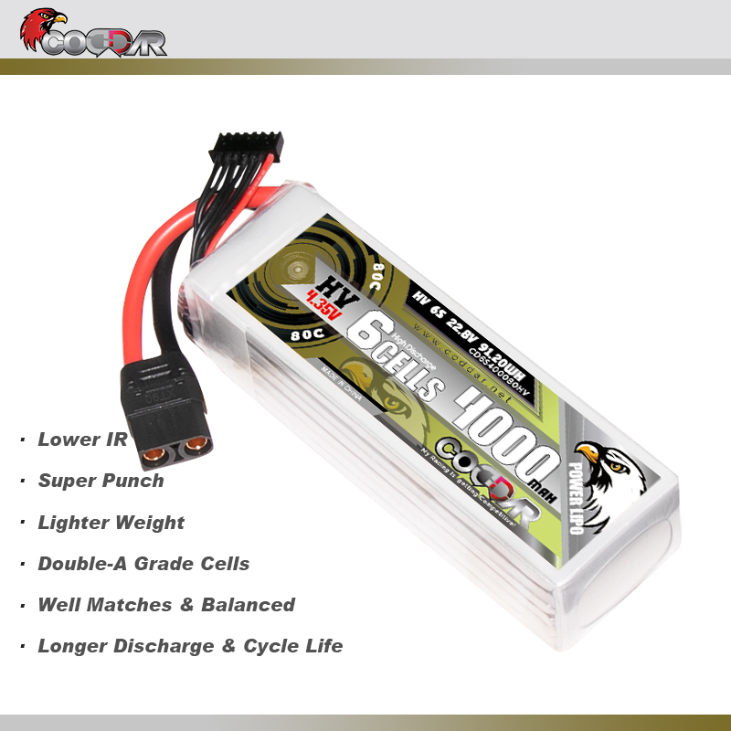 CODDAR 6S 4000MAH 22.8V 80C LiHVSoft Pack RC Lipo Battery