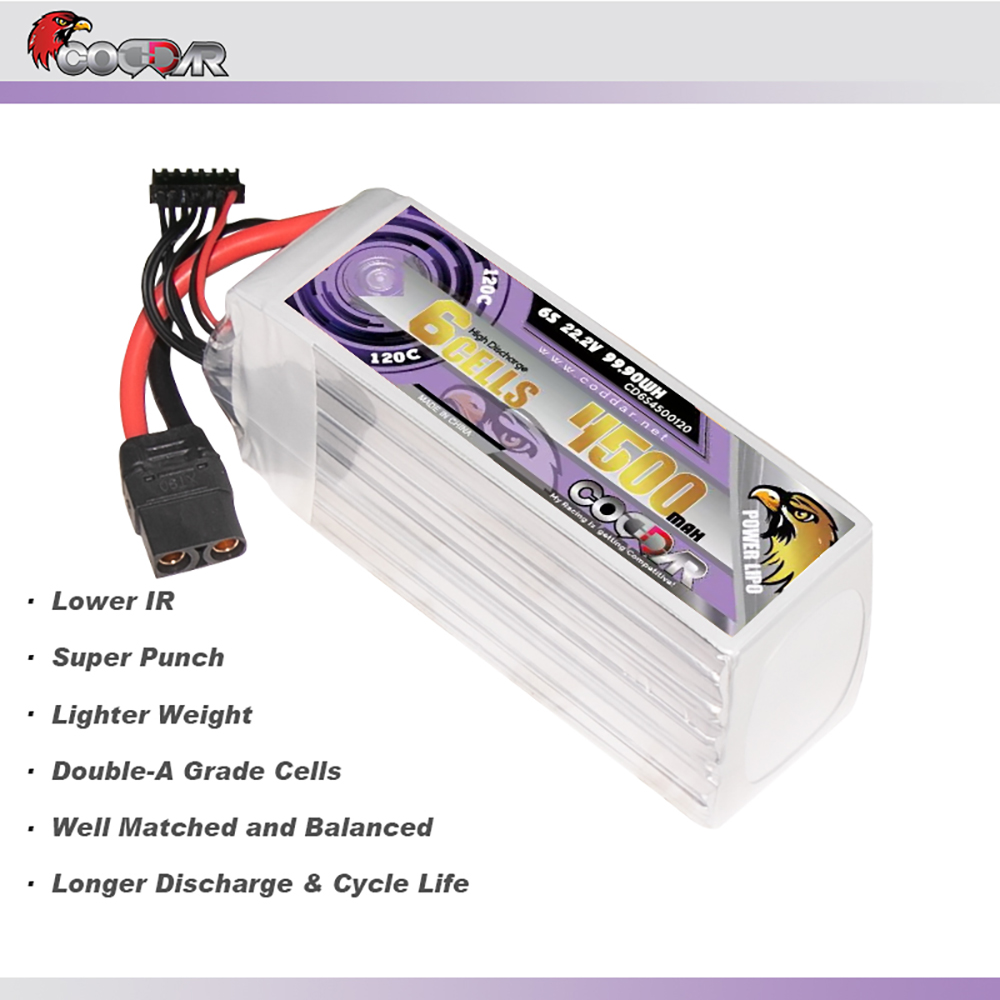 CODDAR 6S 4500MAH 22.2V 120C Soft Pack RC Lipo Battery
