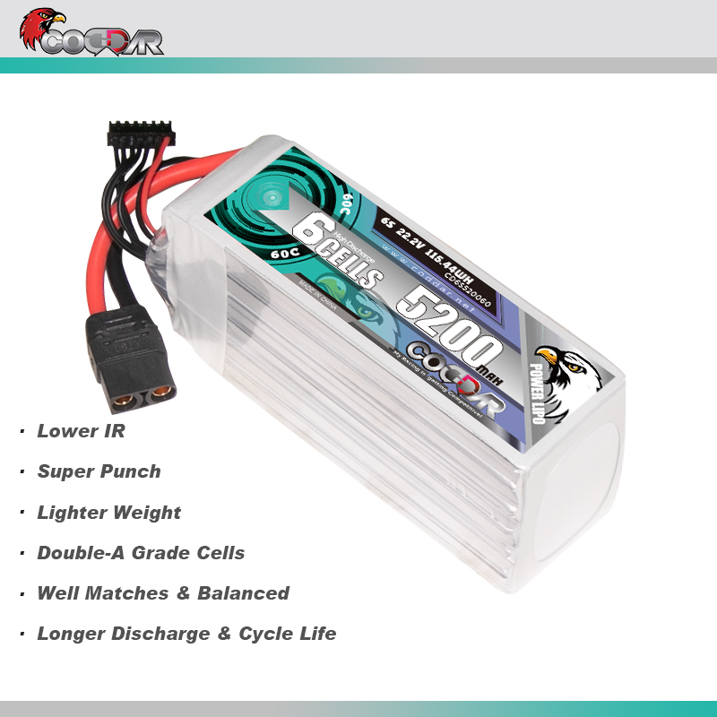 CODDAR 2S 5200MAH 22.2V 60C Soft Pack RC Lipo Battery