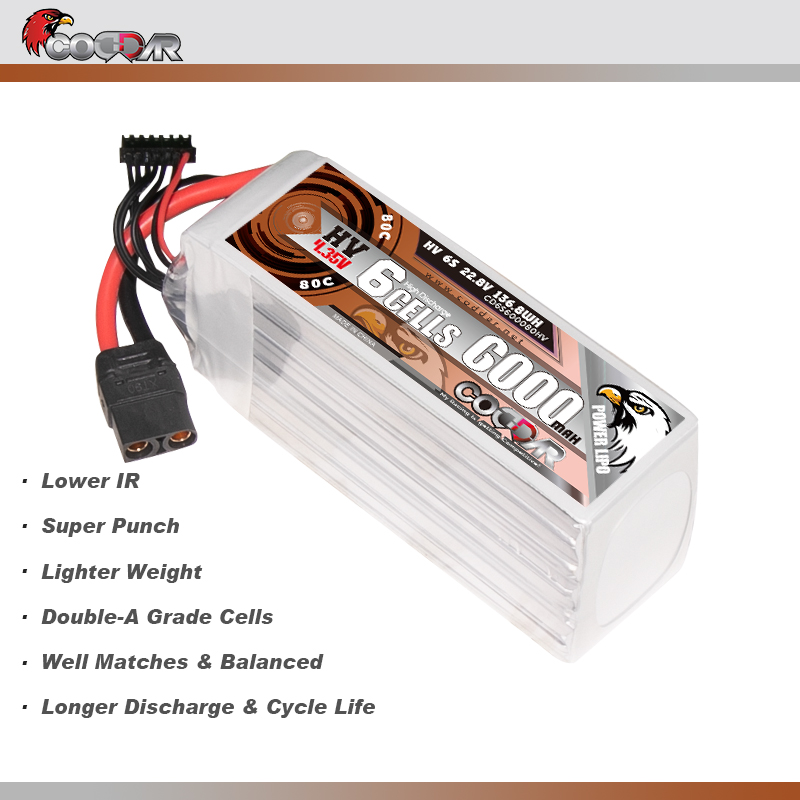 CODDAR 6S 6000MAH 22.8V 80C LiHV Soft Pack RC Lipo Battery