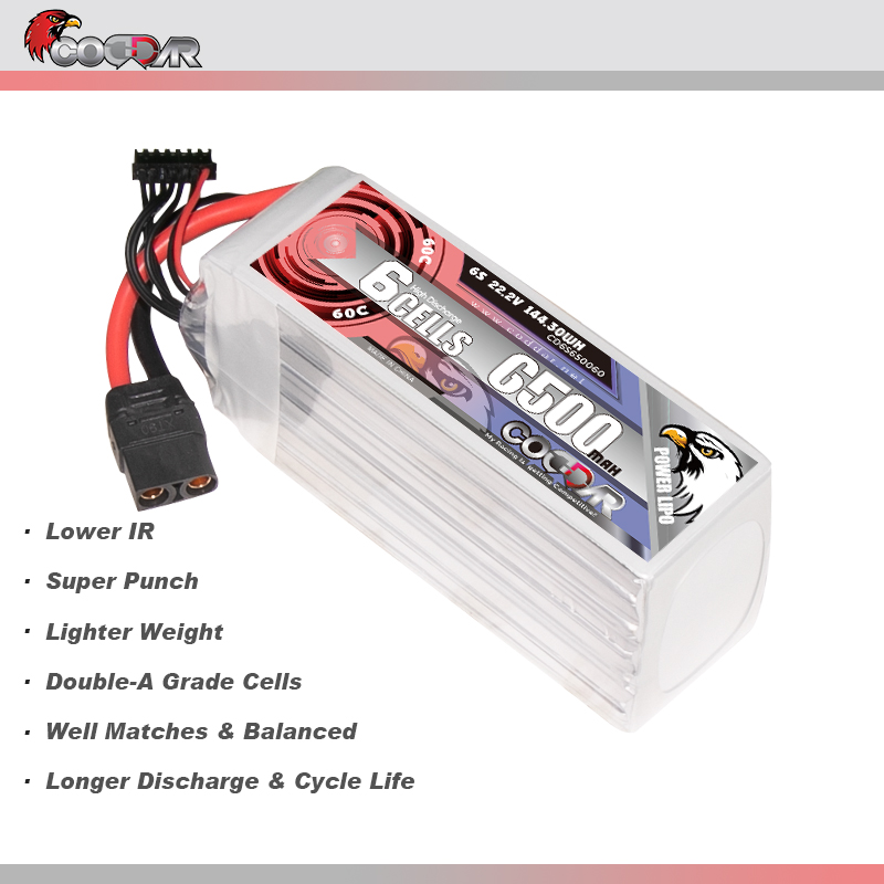 CODDAR 2S 6500MAH 22.2V 60C Soft Pack RC Lipo Battery