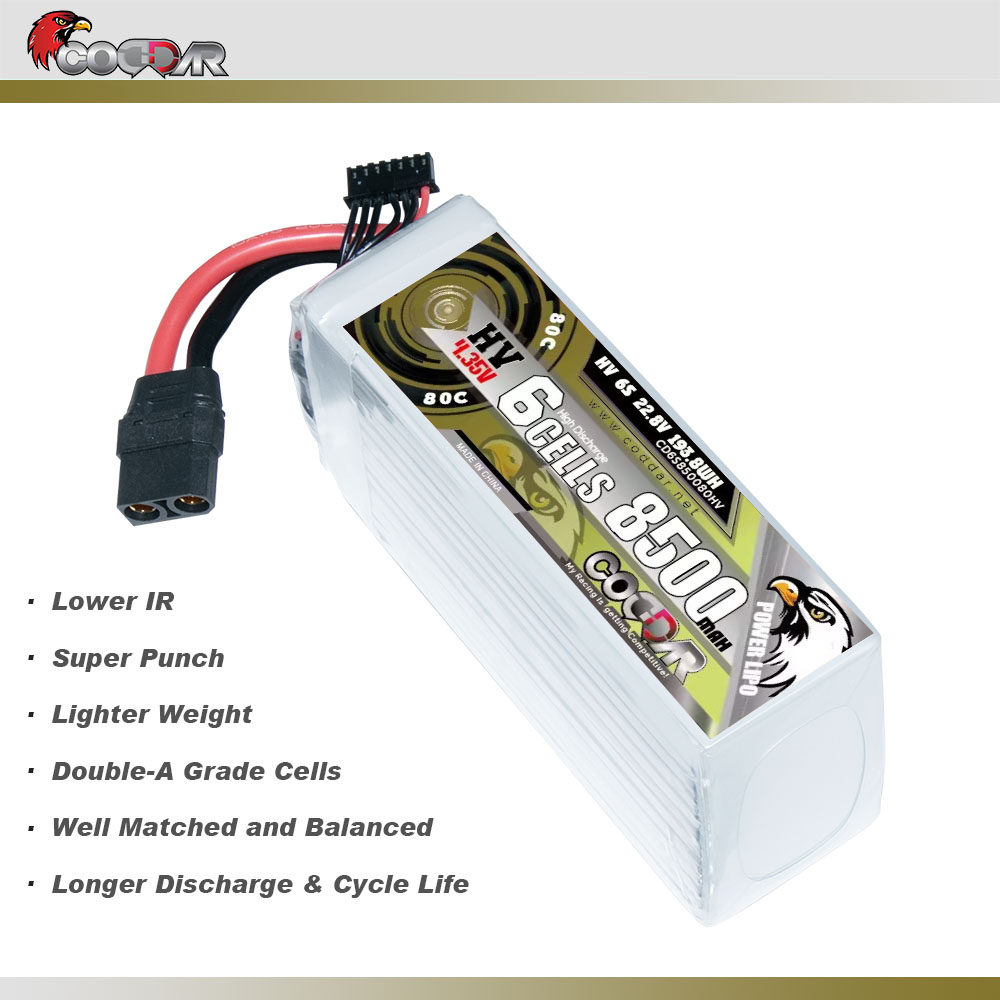 CODDAR 6S 8500MAH 22.8V 80C LiHV Soft Pack RC Lipo Battery