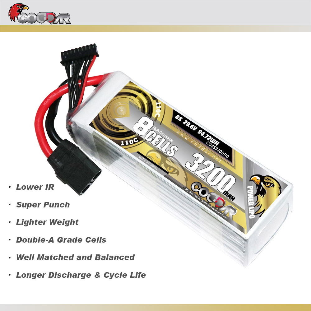 CODDAR 8S 3200MAH 29.6V 110C Soft Pack RC Lipo Battery