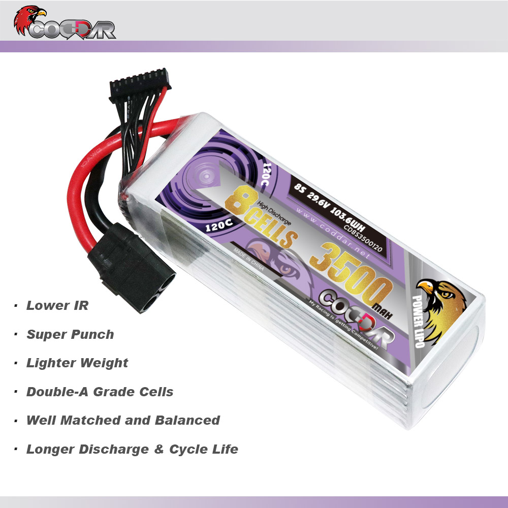 CODDAR 8S 3500MAH 29.6V 120C Soft Pack RC Lipo Battery