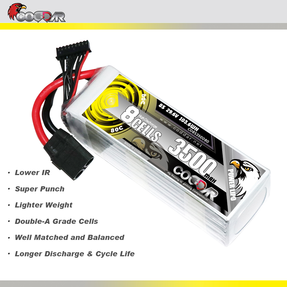 CODDAR 8S 3500MAH 29.6V 80C Soft Pack RC Lipo Battery