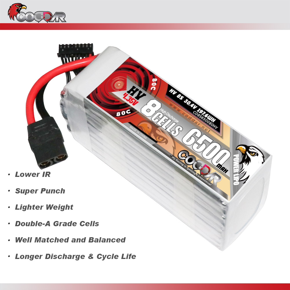 CODDAR 8S 6500MAH 30.4V 80C Soft Pack LiHV RC Lipo Battery