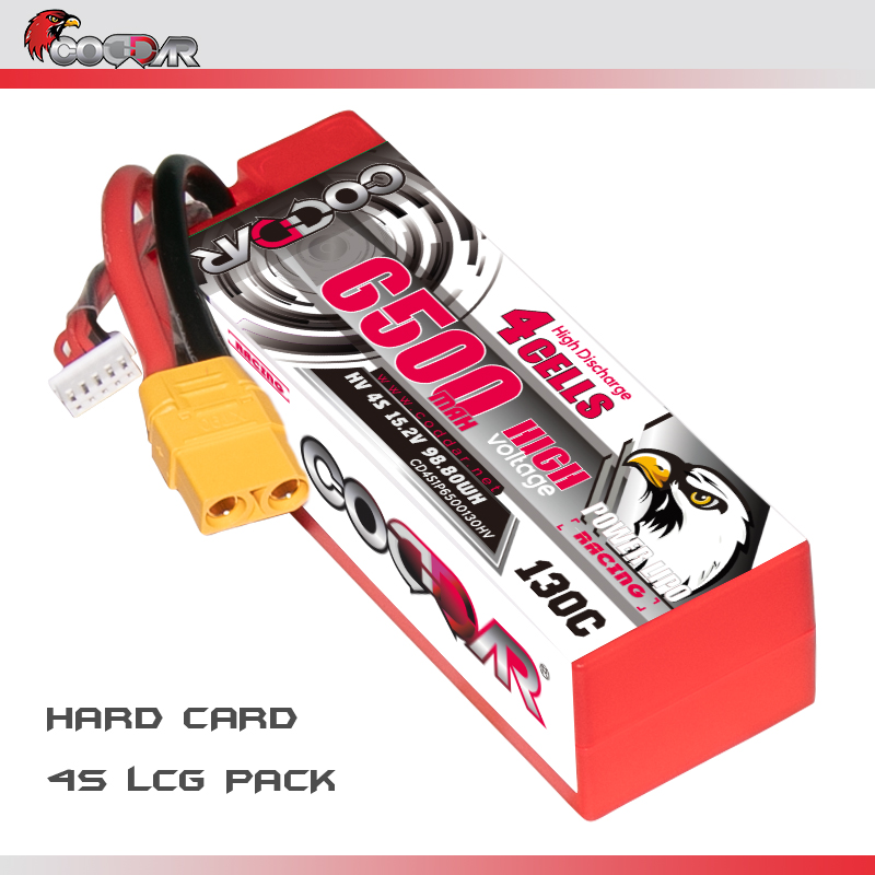 CODDAR 4S 6500MAH 15.2V 130C Cabled XT90 LCG HARD CASE LiHV RC LiPo Battery