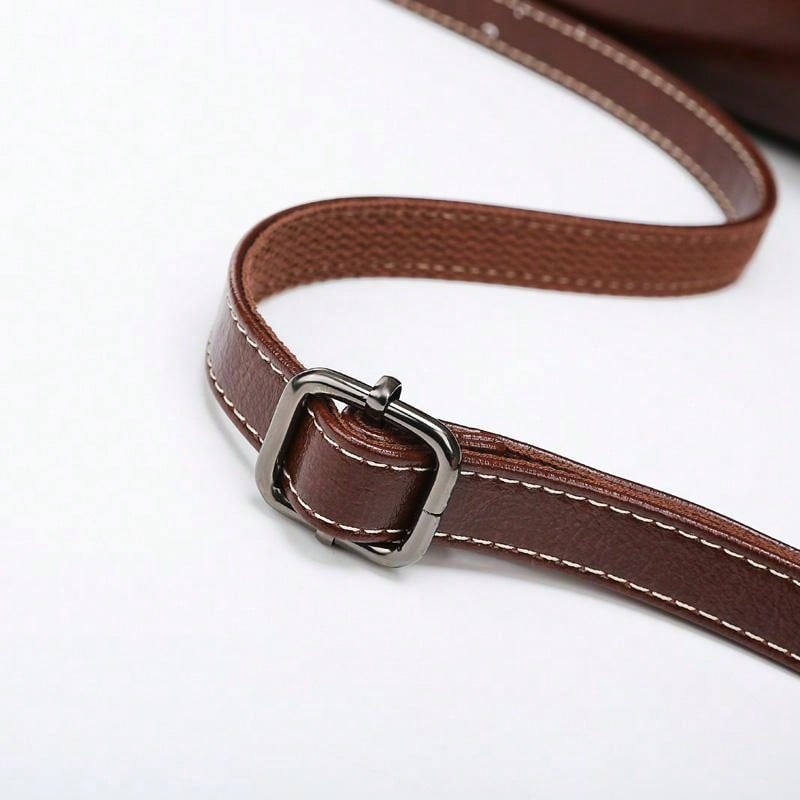 A retro brown leather handbag with double zippers, large capacity, simple space, European and American style, arm-in-arm on one shoulder, suitable for women's daily dating gifts.