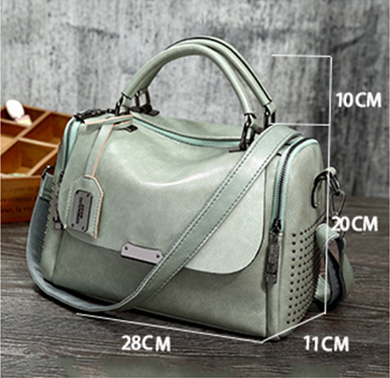 LUYO Vintage Boston Rivet Patent Leather Luxury Handbags Women Messenger Bags Designer Shoulder Bag Female Tote Bolsos Mujer