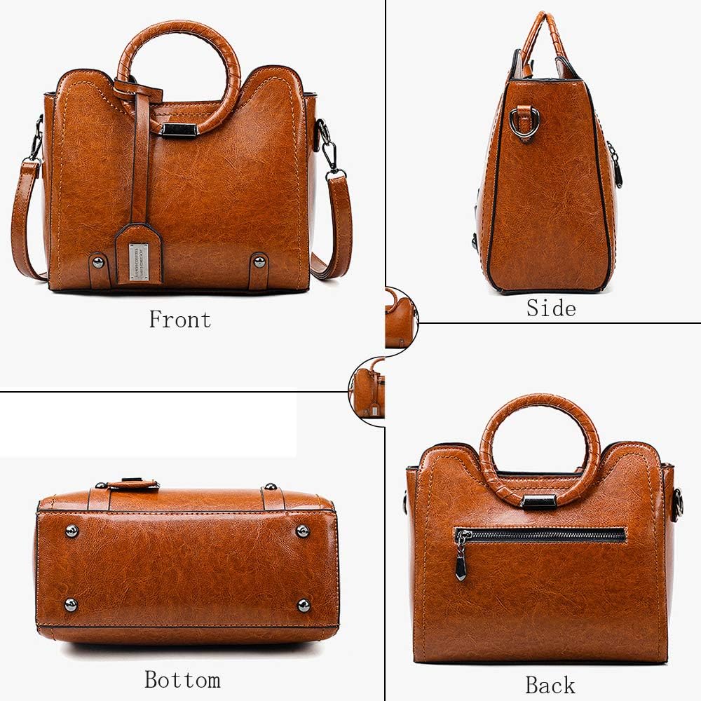 Fashion Women Purse and Handbag Ladies Oil Wax Leather Tote Shoulder Bag