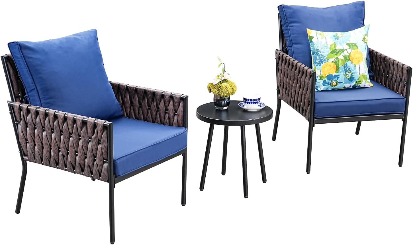 3-Piece Wider Outdoor Metal Seating Sofa with High Back