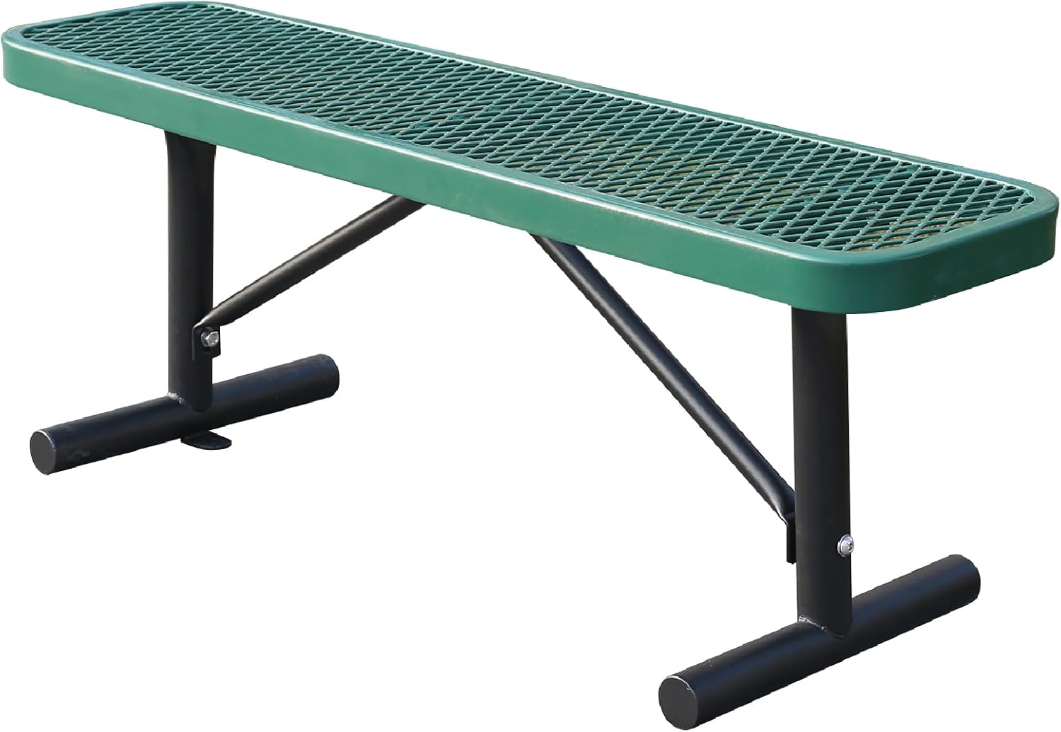 4 Feet Heavy Duty Metal Park Bench for Outside, Outdoor Bench with Portable Frame, Commercial Benches for Shopping Mall, Store, Park, Patio, Deck