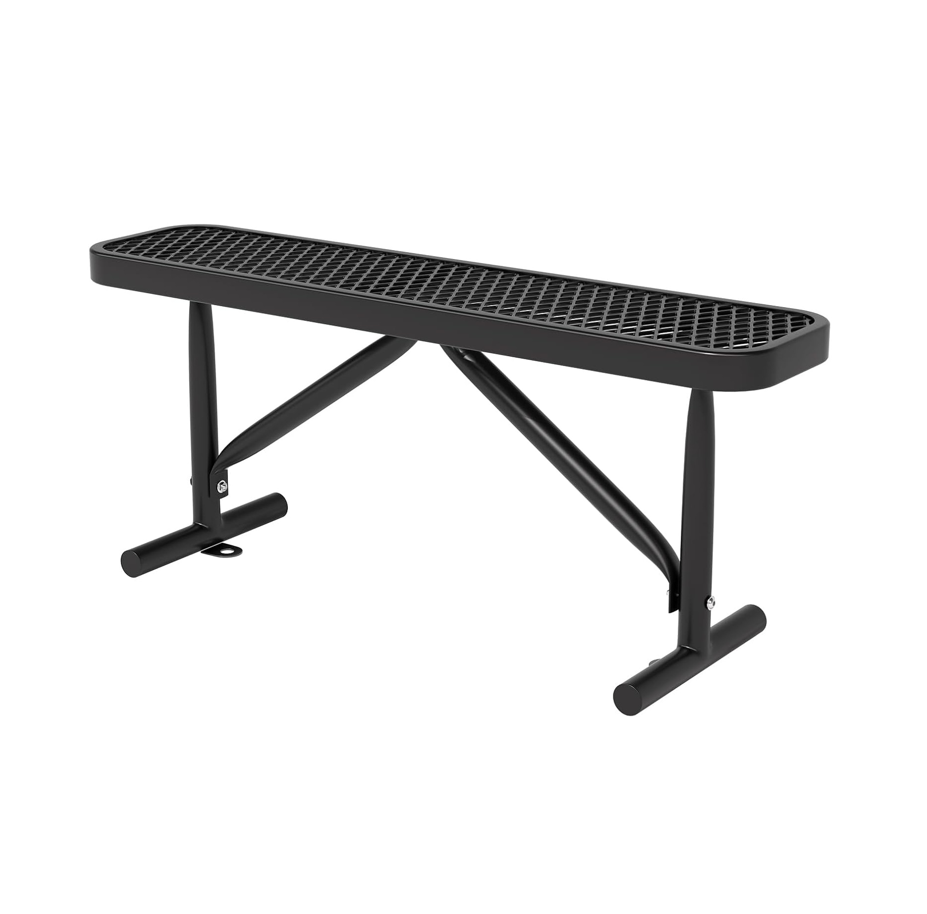 4 Feet Metal Park Bench for Outside, Outdoor Heavy Duty Garden Bench with Portable Frame