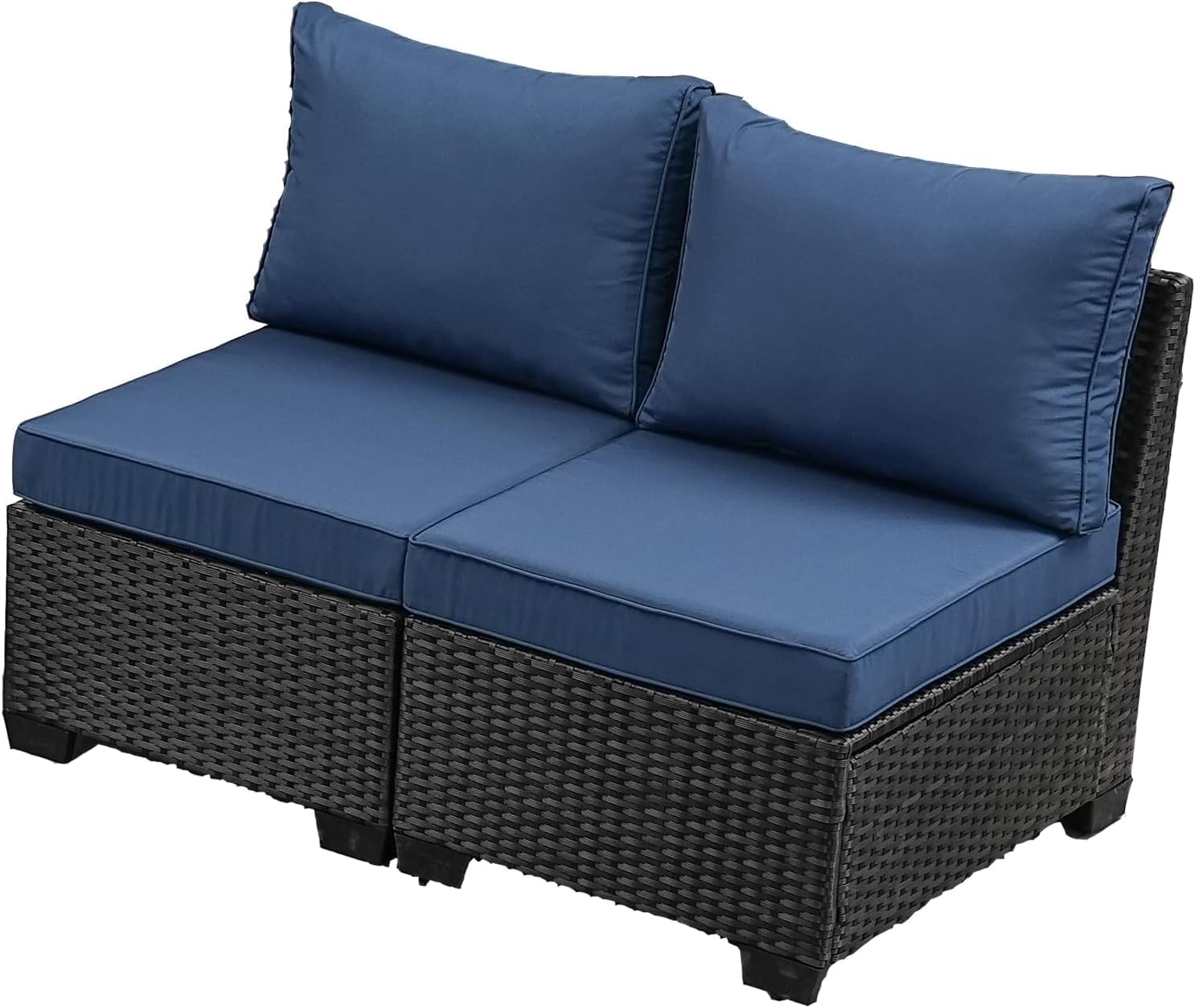 2 Piece Outdoor Wicker Armless Sofa
